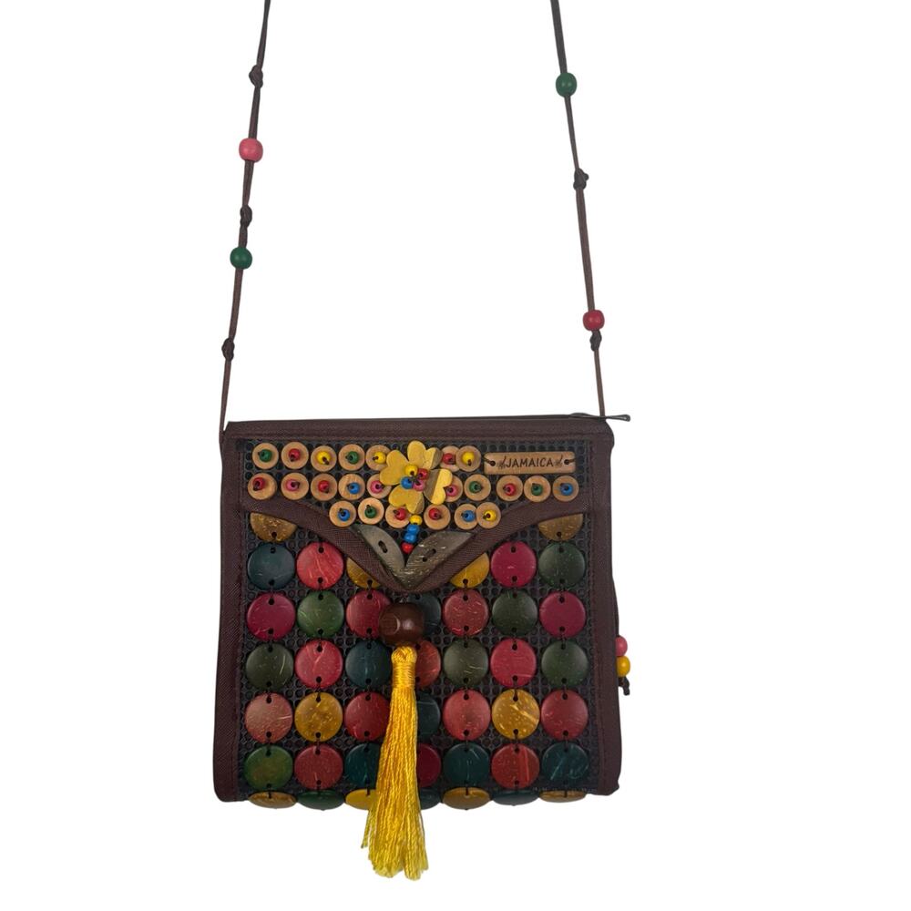 Bohemian Vintage Jamica Crossbody Bag Colorful Art Beads‎ Sling Bag Hippie